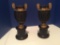 Set of 2 Metal Urns on Pedestals