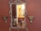 Ornate Pewter Colored Mirror with Sconces