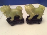 Pair of Carved Jade Chinese Foo Dogs