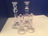 Lot of 4 Crystal Candle Holders