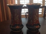 2 Oriental Vases with Stands