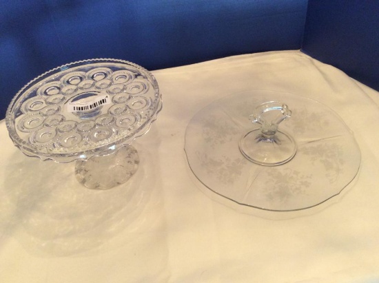 Two Vintage Glass Serving Pieces