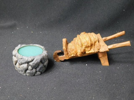 Wheel Barrow and Stone Watering Trough