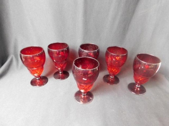 6 Ruby Water Glasses