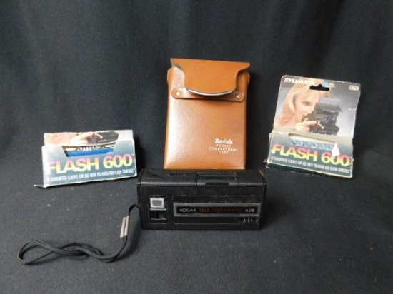 Kodak Camera with Case and Flash Bulbs