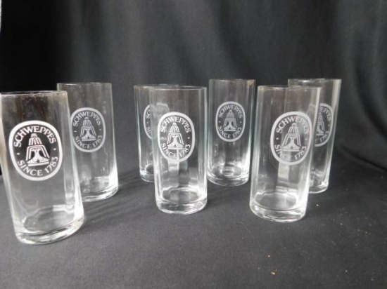 7 Schweppes Beer Glasses