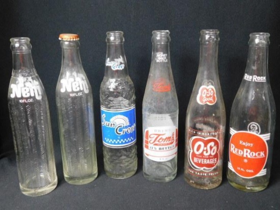 Old Bottles (6), RedRock, Nehi, SunCrest, Tom's, 0-50