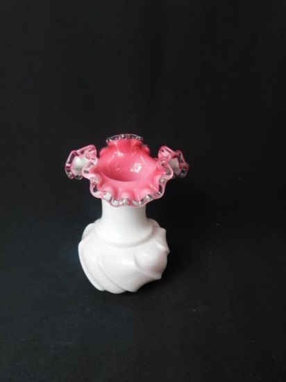 Fenton Pink Crest Vase