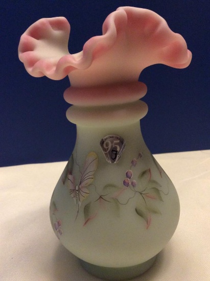 Fenton Hand-Painted Burmese Vase