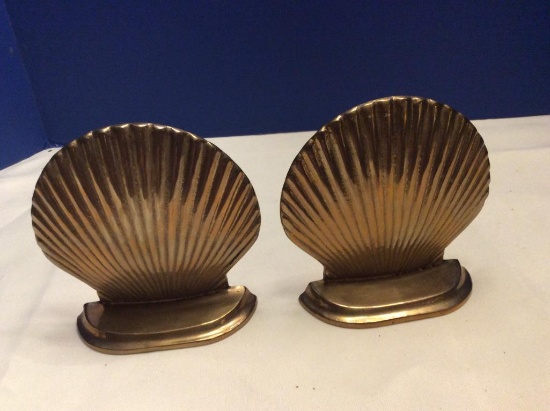 Pair of Brass Shell Bookends