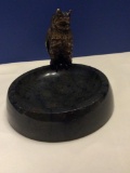 Vintage Brass Owl Ashtray