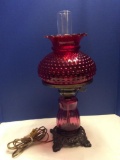 Vintage Ruby Hobnail Lamp