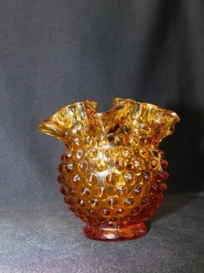 Fenton Amber Hobnail Vase