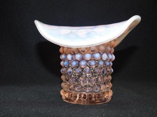 Fenton Pink Hobnail Opalescent Hat Vase