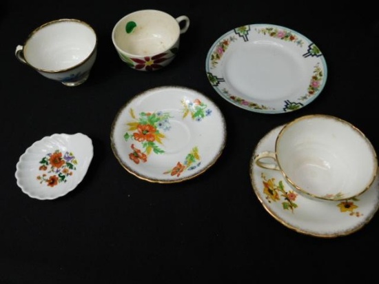 3 Saucers, 3 Cups, Limoges Small Dish