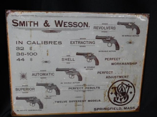 Tin Sign Smith and Wesson Revolver