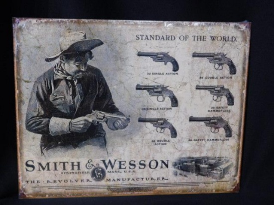 Tin Sign Smith and Wesson Standard of the World