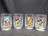 Lot of 4 Square Walt Disney World Glasses