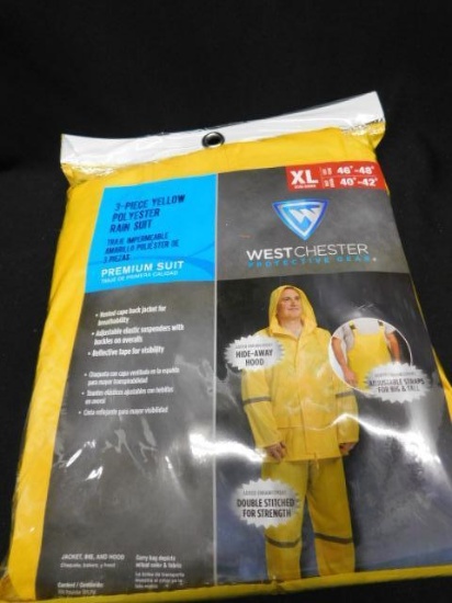 3-Piece Yellow Polyester Rain Suit