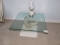 Glass Top Swan Pedestal Table w/Small Globe Lamp