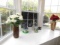 2 Flower Vases, Live Plants, Decanter and Easter Music Box.