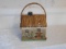 Small Cookie Jar or Candy Dish w/Wooden or Bamboo Handle