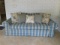 Blue Plaid Sofa w/Throw Pillows