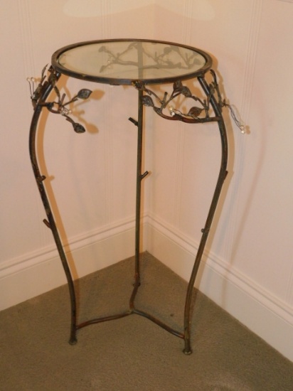Wrought Iron Frame Table w/Glass Top