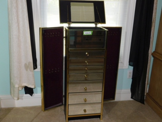 7 Drawer Mirrored Jewelry Cabinet