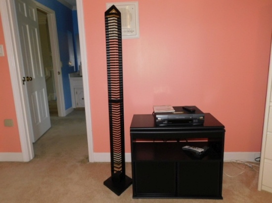 Toshiba VHS Player, TV Stand and CD/DVD Rack