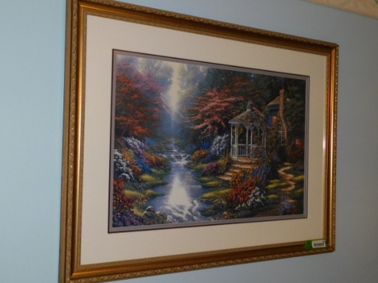 Gold Framed Stream/Gazebo Print and Peddle Car Print