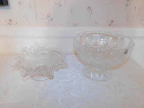 Crystal Fruit Bowl and Fluted Glass Candy Dish