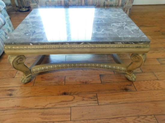 Large Base Coffee Table w/Marble Style Top