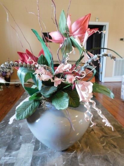 Large Flower Vase w/Artificial Flowers
