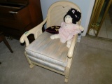 White Rocker w/Cushion and Rotan Style Backing