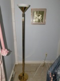 Brass Style Floor Lamp and 2 Framed Prints