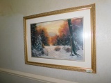 Large Gold Framed Print - Country Snow Scene