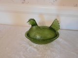 Green Hen on a Nest