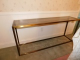 Brass Style Sofa Table w/Glass Top