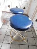 2 Blue Cushion Short Bar Stools