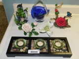 1 Lot of Decorative Items - Roses, Tulip, Dolphins, Glass Basket
