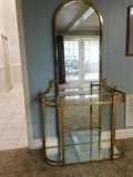 Brass Style Glass Top Table w/Mirror