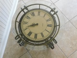 Wrought Iron Glass Top w/Clock Face Patio End Table