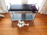 Exercise Bench w/Storage, 4 Dumb Bells and Band Rope