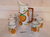 Orange Juice Pitcher and 6 Glasses. Tapcoware