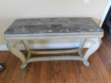 Large Base Matching Sofa Table w/Marble Style Top