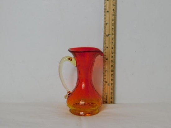 Amberina Glass Crackle Small Vase