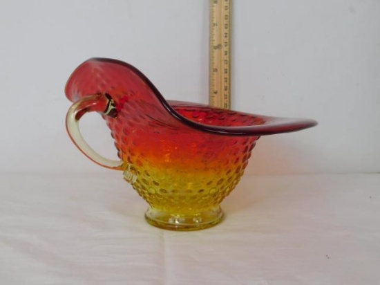 Amberina Glass Hobnail Glass Bowl