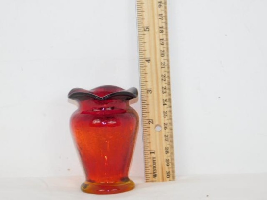 Amberina Glass Toothpick Holder