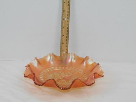 Fluted Edge Carnival Glass Bowl
